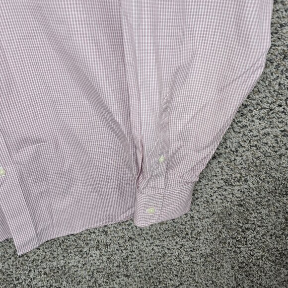 Jos A Bank Shirt Men's 17.5 36 Red Check Button Up Cotton‎ Pocket Barrel Career - Picture 3 of 7